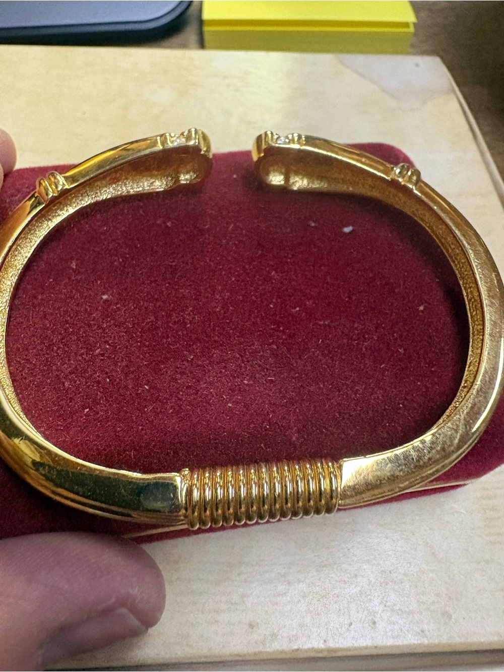 Kenneth Jay Lane Gold Ribbed Open Cuff Bracelet - Picture 2 of 6